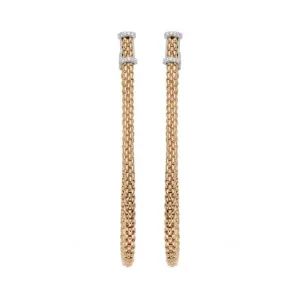 Fope Flexit Essentials 18ct Rose Gold Diamond Long Mesh Chain Earrings