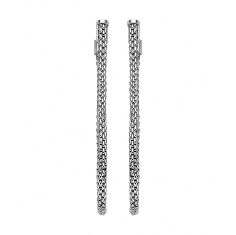 Fope Flexit Essentials 18ct White Gold Long Mesh Chain Earrings