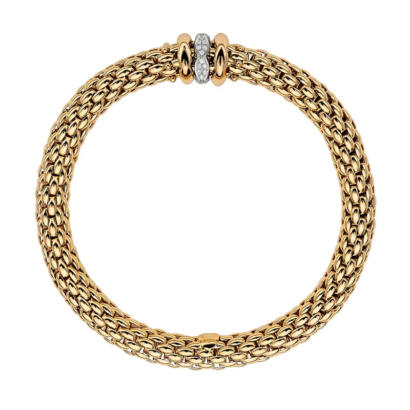 Fope Flex'It Love Nest 18ct Yellow Gold 0.19ct Diamond Bracelet