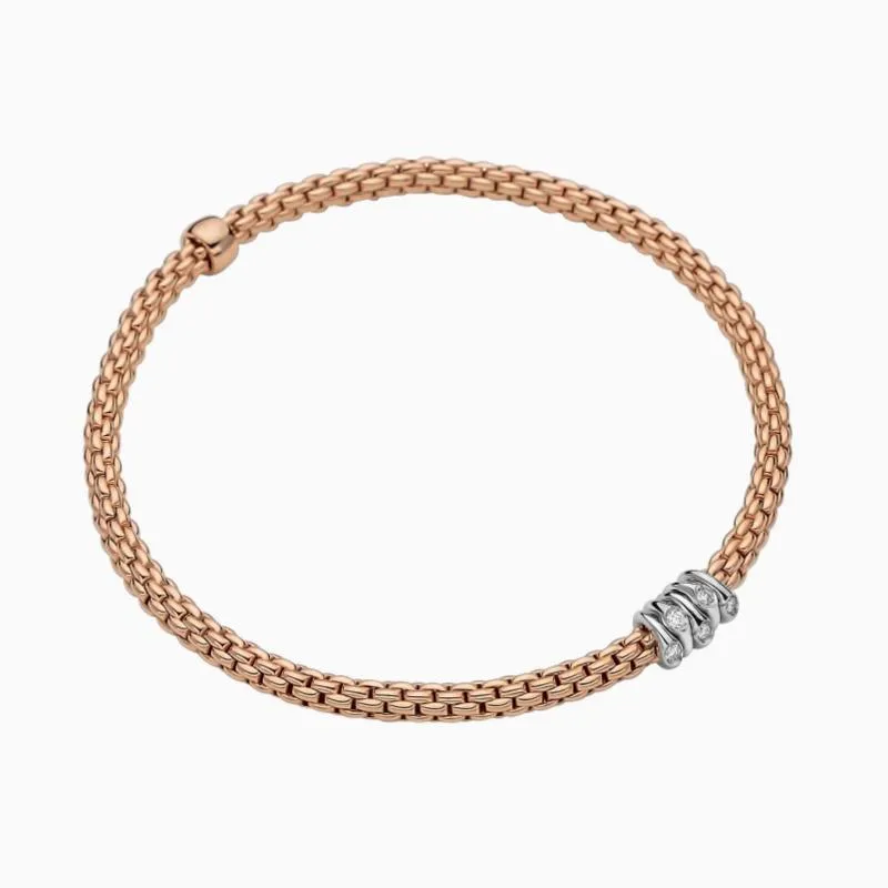 Fope Flex'it Prima 18ct Rose Gold 0.20ct Diamond Bracelet