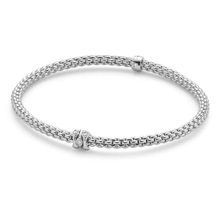 Fope Flex'It Prima 18ct White Gold 0.12ct Diamond Bracelet
