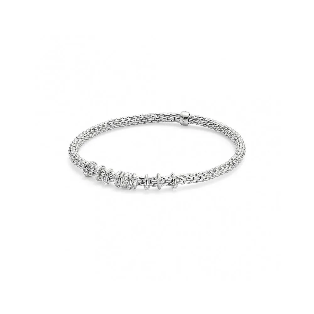 Fope Flex'it Prima 18ct White Gold 0.15ct Diamond Bracelet