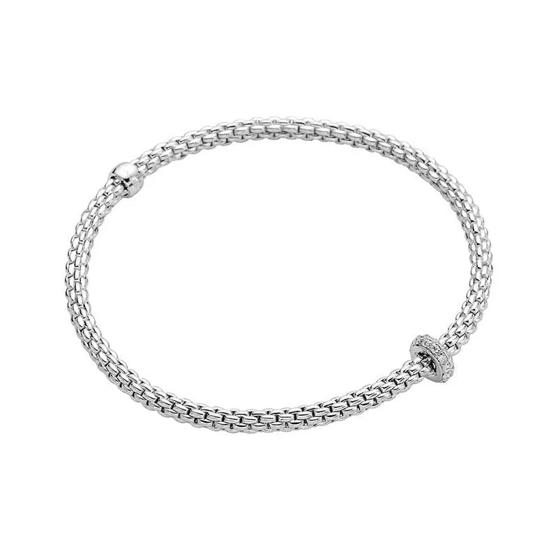 Fope Flex'it Prima 18ct White Gold 0.18ct Diamond Bracelet
