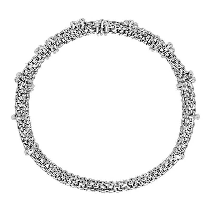 Fope Flex'it Prima 18ct White Gold 0.37ct Diamond Two Row Bracelet