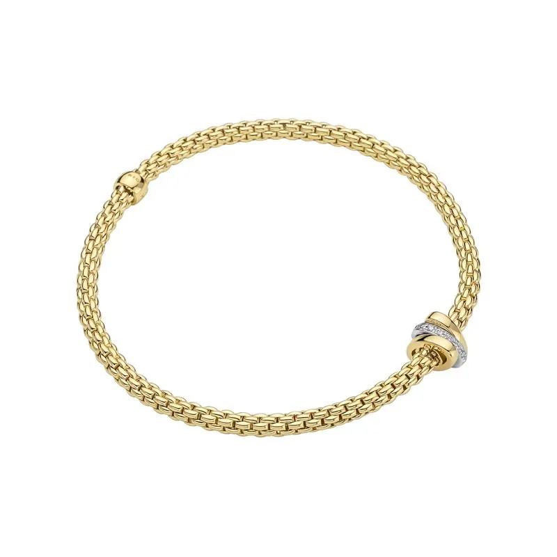 Fope Flex'it Prima 18ct Yellow Gold 0.10ct Diamond Bracelet