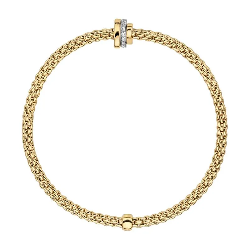 Fope Flex'it Prima 18ct Yellow Gold 0.10ct Diamond Bracelet