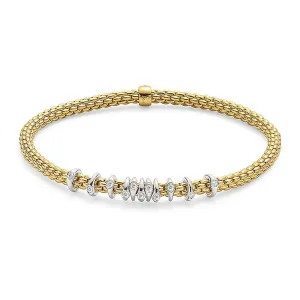 Fope Flex'it Prima 18ct Yellow Gold 0.15ct Diamond Bracelet