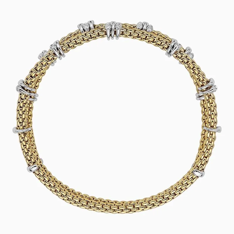 Fope Flex'it Prima 18ct Yellow Gold 0.37ct Diamond Two Row Bracelet
