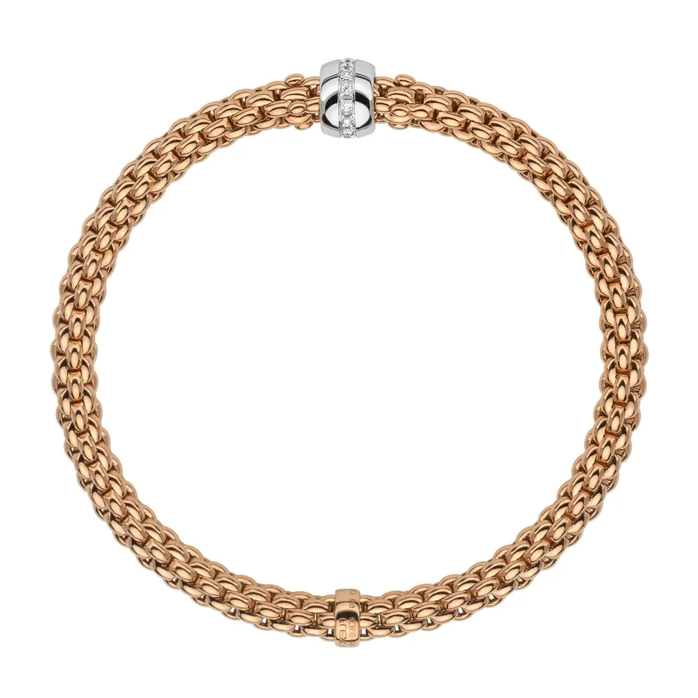 Fope Flex'it Solo 18ct Rose Gold 0.10ct Diamond Bracelet