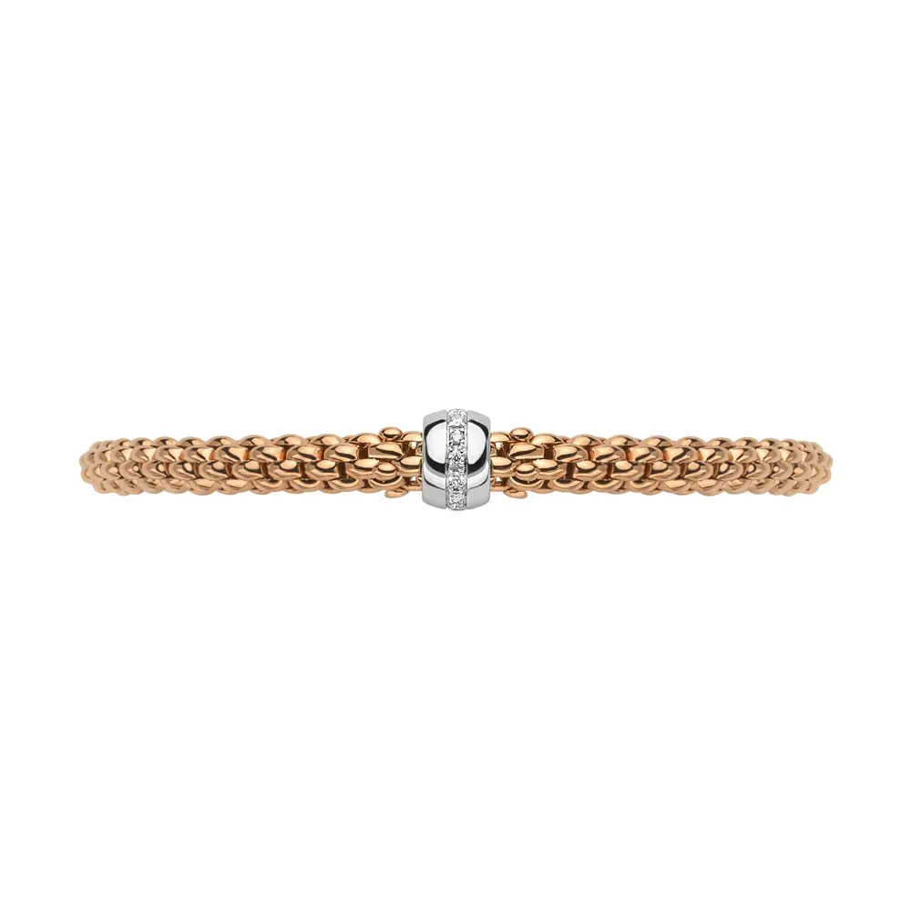 Fope Flex'it Solo 18ct Rose Gold 0.10ct Diamond Bracelet