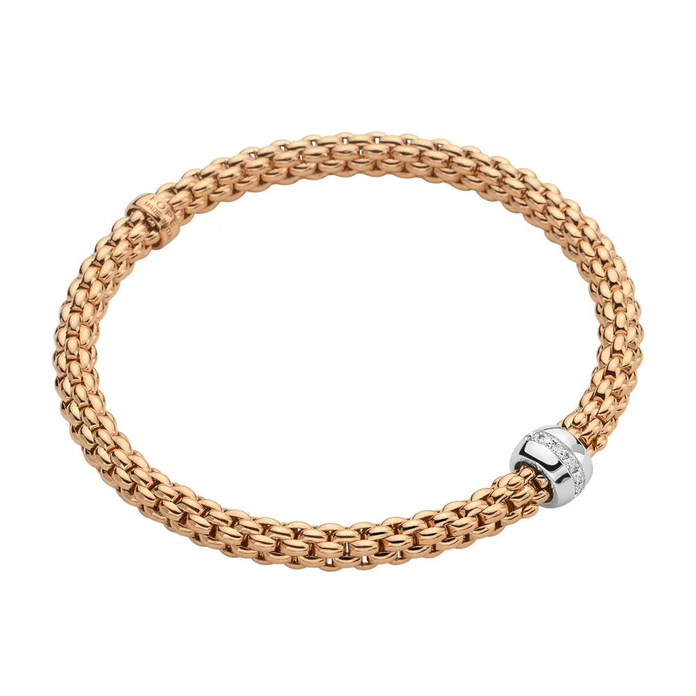 Fope Flex'it Solo 18ct Rose Gold 0.10ct Diamond Bracelet
