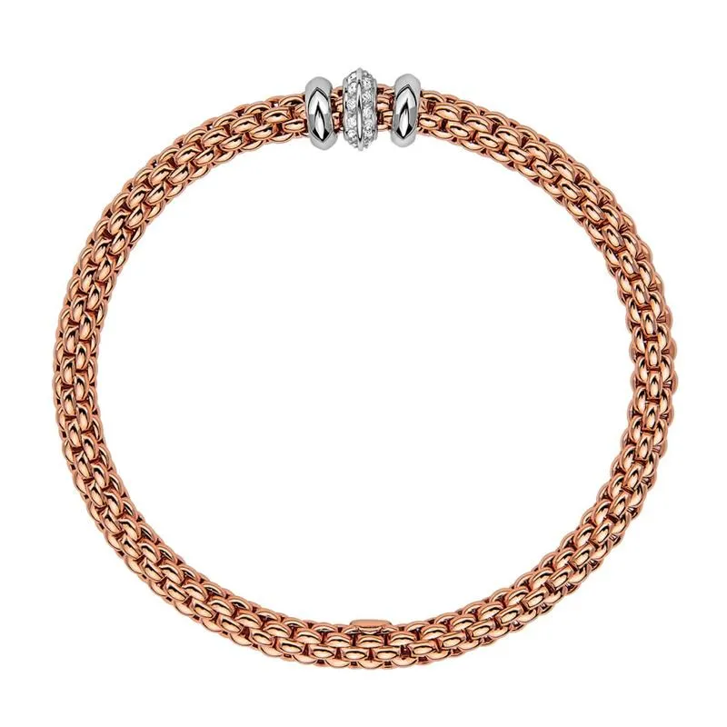 Fope Flex'it Solo 18ct Rose Gold 0.17ct Diamond Bracelet