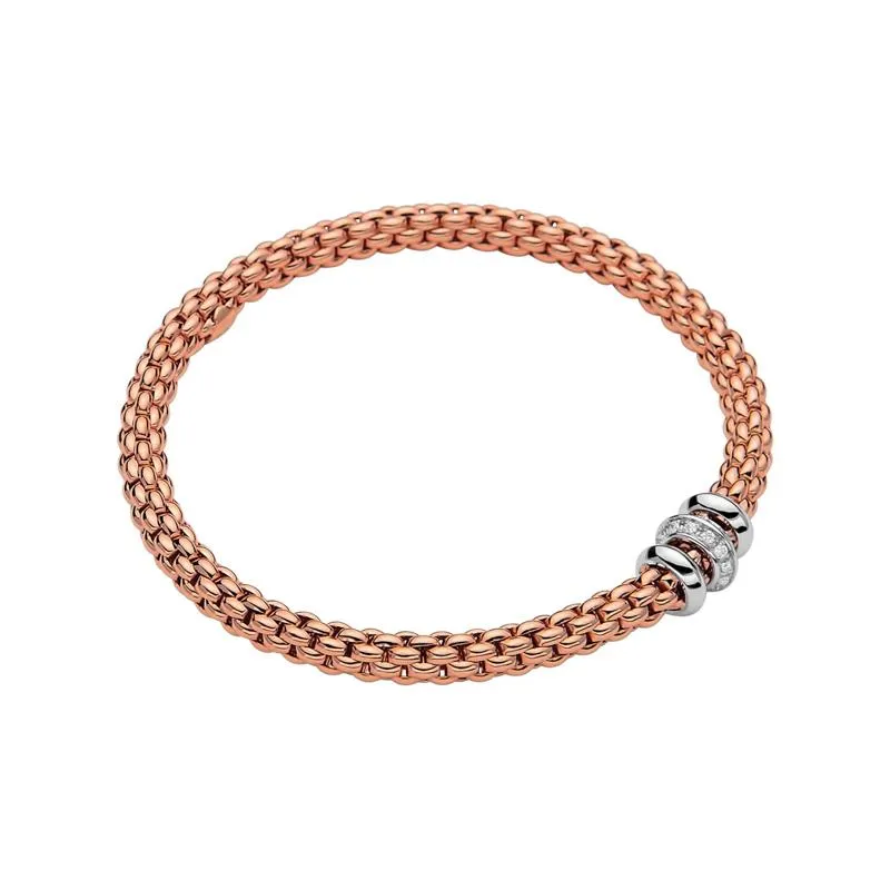 Fope Flex'it Solo 18ct Rose Gold 0.17ct Diamond Bracelet