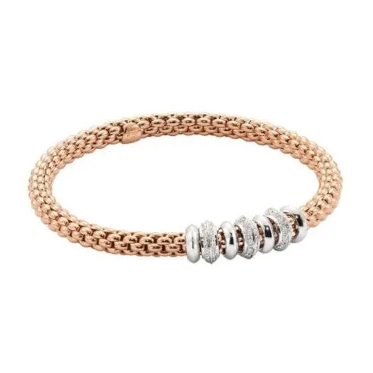 Fope Flex'it Solo 18ct Rose Gold 0.50ct Diamond Bracelet