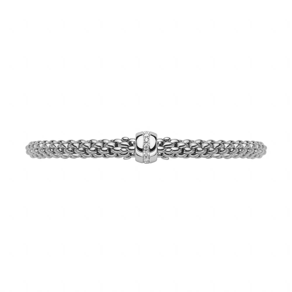 Fope Flex'it Solo 18ct White Gold 0.10ct Diamond Bracelet D