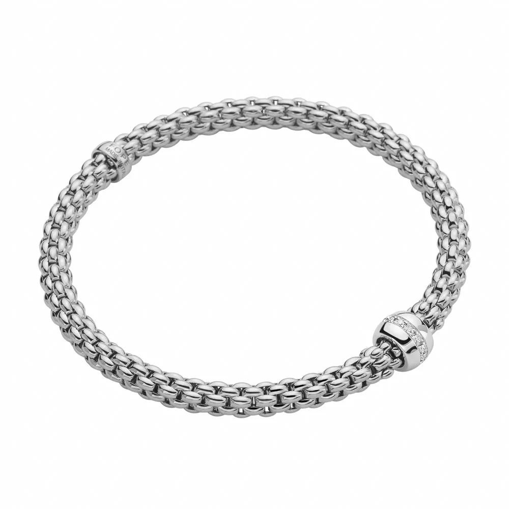 Fope Flex'it Solo 18ct White Gold 0.10ct Diamond Bracelet D