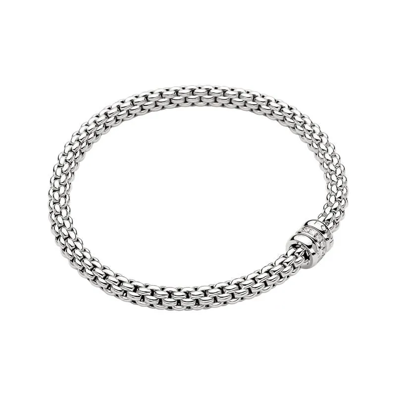 Fope Flex'it Solo 18ct White Gold 0.10ct Diamond Bracelet