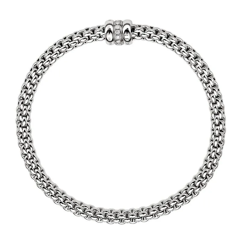 Fope Flex'it Solo 18ct White Gold 0.10ct Diamond Bracelet