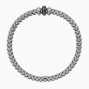 Fope Flex'it Solo 18ct White Gold 0.18ct Black Diamond Bracelet
