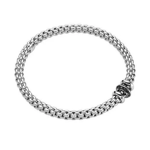 Fope Flex'it Solo 18ct White Gold 0.18ct Black Diamond Bracelet