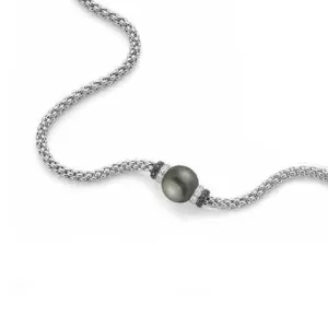 Fope Flex'It Solo 18ct White Gold 0.43ct Diamond Black Pearl Necklace