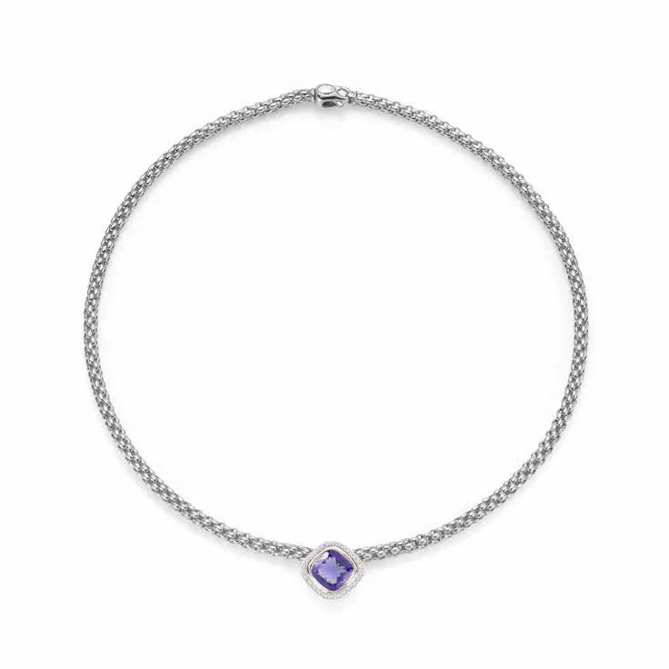 Fope FLEX'IT SOLO 18ct White Gold Iolite Diamond Necklace