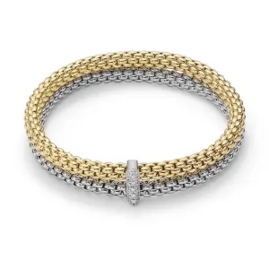 Fope Flex'it Solo 18ct White Yellow Gold 0.22ct Diamond Double Bracelet