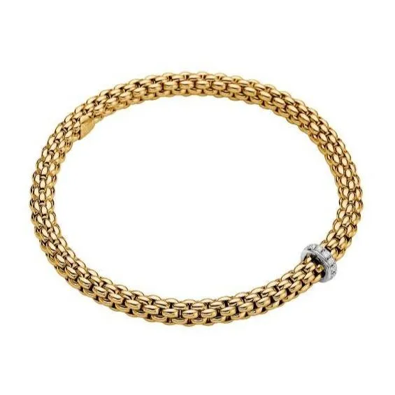 Fope Flex'it Solo 18ct Yellow Gold 0.10ct Diamond Bracelet