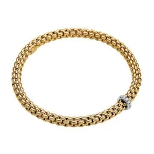 Fope Flex'it Solo 18ct Yellow Gold 0.10ct Diamond Bracelet