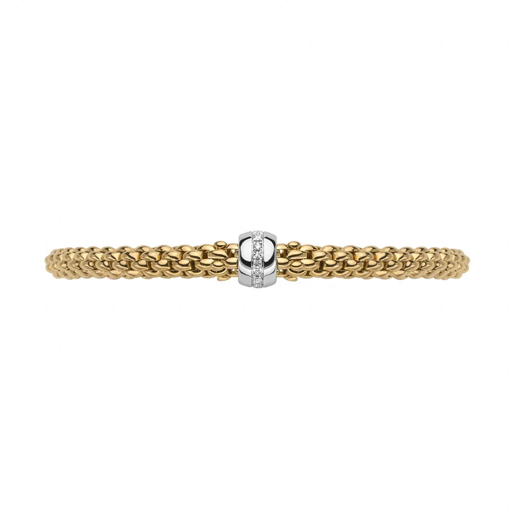 Fope Flex'it Solo 18ct Yellow Gold 0.10ct Diamond Bracelet
