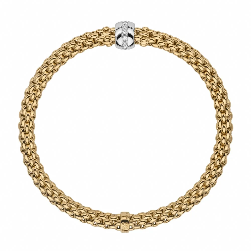 Fope Flex'it Solo 18ct Yellow Gold 0.10ct Diamond Bracelet