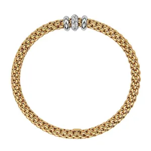 Fope Flex'it Solo 18ct Yellow Gold 0.17ct Diamond Bracelet D