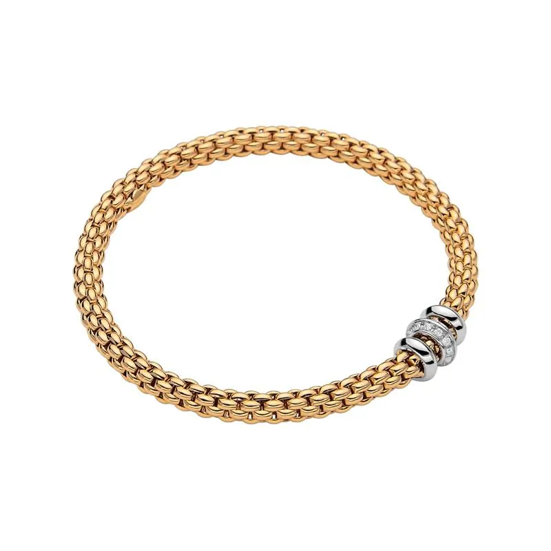 Fope Flex'it Solo 18ct Yellow Gold 0.17ct Diamond Bracelet D