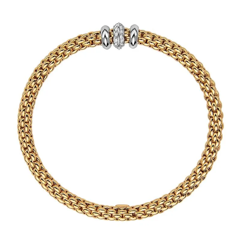 Fope Flex'it Solo 18ct Yellow Gold 0.17ct Diamond Bracelet D
