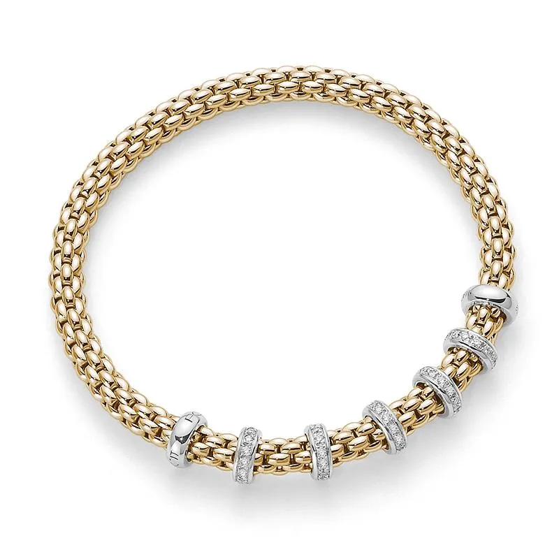 Fope Flex'it Solo 18ct Yellow Gold 0.50ct Diamond Bracelet