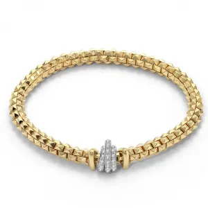 Fope Flex'It Wild Rose 18ct Yellow Gold 0.33ct Diamond Size L Bracelet