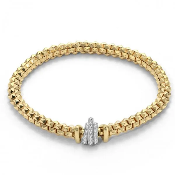 Fope Flex'It Wild Rose 18ct Yellow Gold 0.33ct Diamond Size L Bracelet