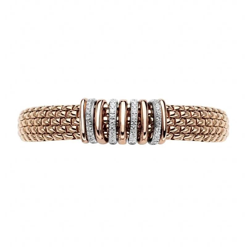 Fope Panorama 18ct Rose Gold 0.30ct Diamond Mixed Rondelle Bracelet