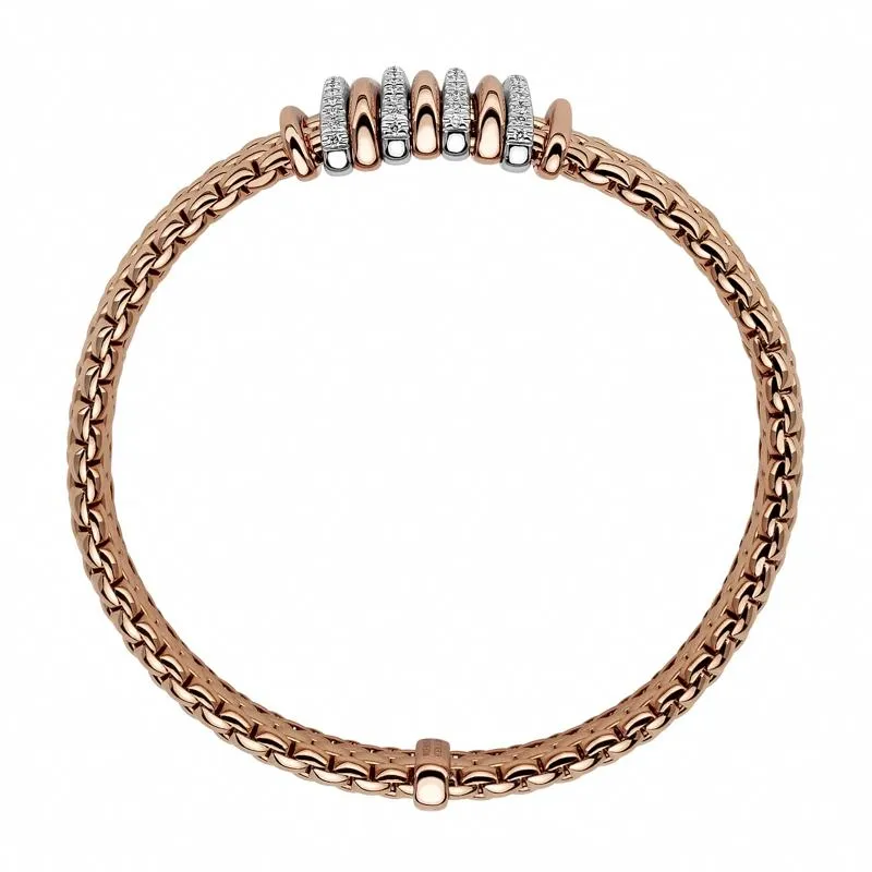 Fope Panorama 18ct Rose Gold 0.30ct Diamond Mixed Rondelle Bracelet