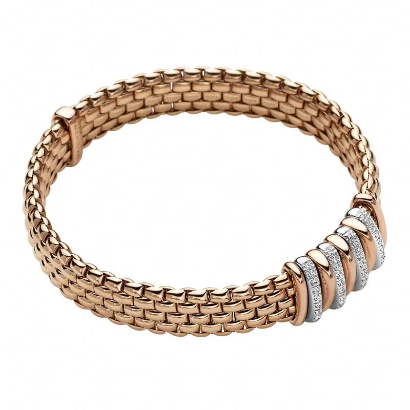 Fope Panorama 18ct Rose Gold 0.30ct Diamond Mixed Rondelle Bracelet