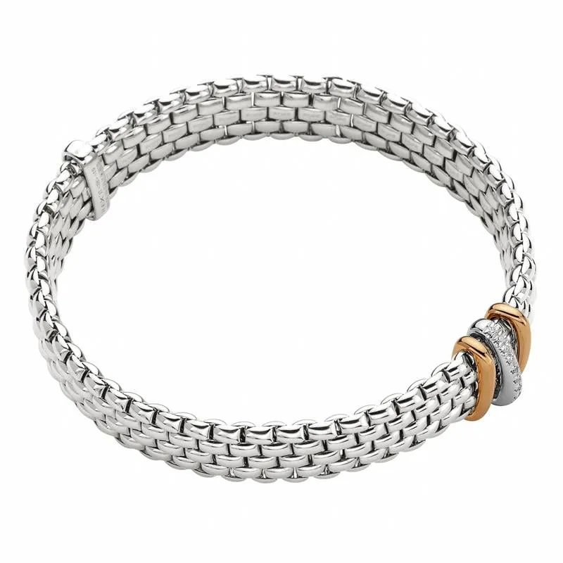 Fope Panorama 18ct White Gold 0.08ct Diamond Mixed Rondelle Bracelet