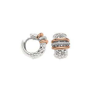 Fope Panorama 18ct White Gold 0.15ct Diamond Mixed Rondelle Small Hoop Earrings