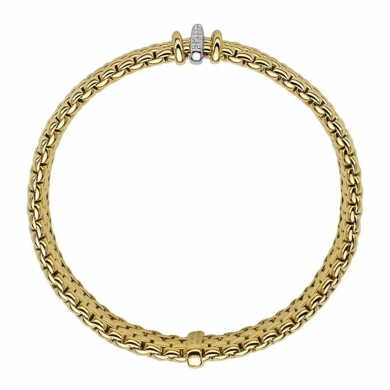 Fope Panorama 18ct Yellow Gold 0.08ct Diamond Mixed Rondelle Bracelet