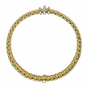 Fope Panorama 18ct Yellow Gold 0.08ct Diamond Mixed Rondelle Bracelet