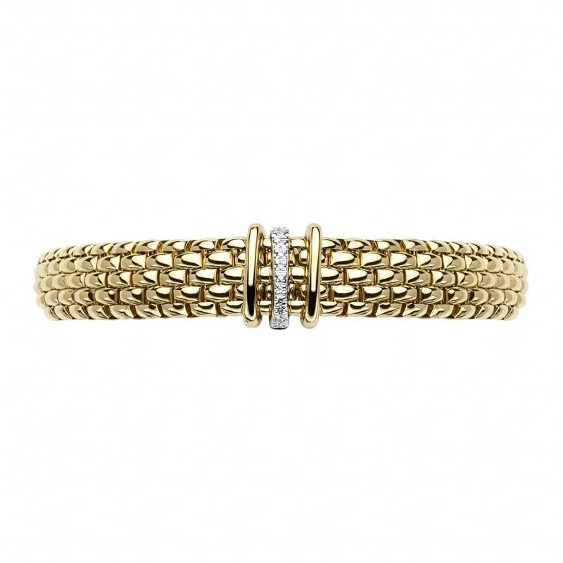 Fope Panorama 18ct Yellow Gold 0.08ct Diamond Mixed Rondelle Bracelet