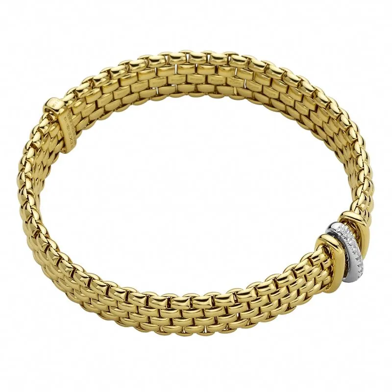 Fope Panorama 18ct Yellow Gold 0.08ct Diamond Mixed Rondelle Bracelet