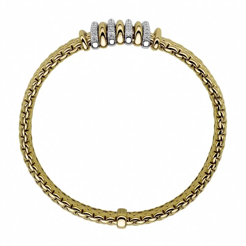 Fope Panorama 18ct Yellow Gold 0.30ct Diamond Mixed Rondelle Bracelet