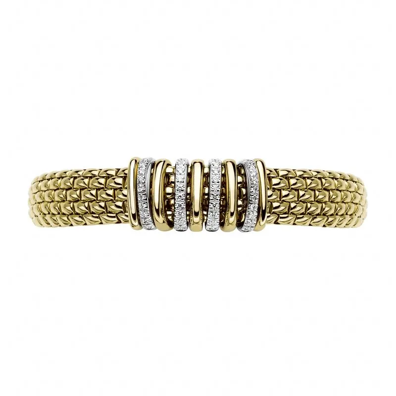 Fope Panorama 18ct Yellow Gold 0.30ct Diamond Mixed Rondelle Bracelet