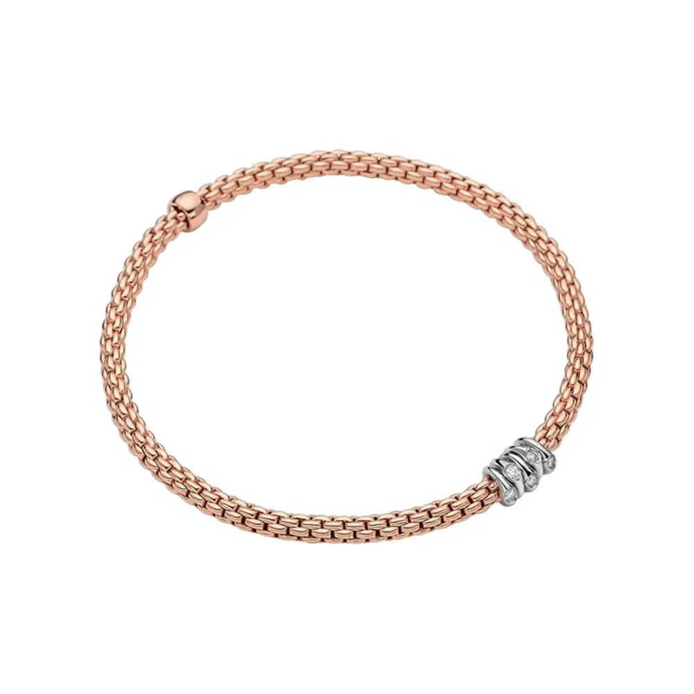 Fope Prima 18ct Rose Gold 0.07ct Diamond Flexible Bracelet