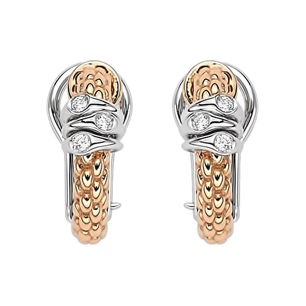 Fope Prima 18ct Rose Gold 0.08ct Diamond Hoop Earrings